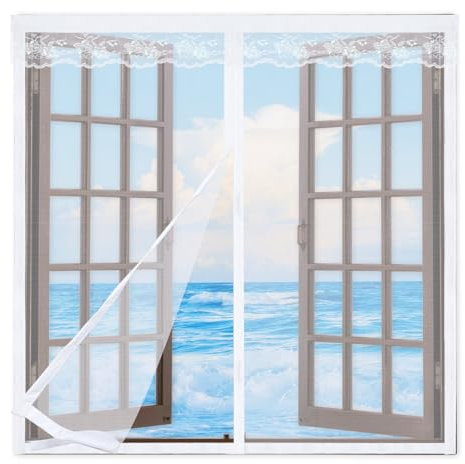 Zanzariera Magnetica per Finestra 150x150cm,Tende Zanzariere con Calamita per Finestre,Zanzariera per Finestra con Resistente Nastro per Montaggio a Strappo,Zanzariera Finestra Apribile,Bianco