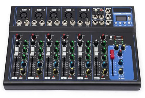 Loobiiny Mixer Audio Mixer Audio Bluetooth A 7 Canali Mixer Dj Mixer Digitale Console Dj Professionale Amplificatore Mixer Audio Digitale Usb Intelligente E Compatibile Con Vari Dispositivi