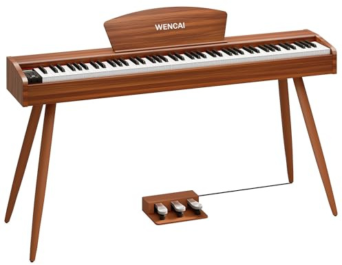 WENCAI 88 vollständig gewichtete Tasten für elektrisches Klavier, volle Größe, Digitalpianos für Anfänger, Erwachsene, vertikales Holzpiano mit Notenständer, dreifach