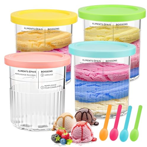 Confezione da 4 contenitori per gelato di ricambio NC500 NC501 per Ninja Creami Deluxe serie NC501/NC500,bicchieri di ricambio senza BPA e lavabili in lavastoviglie
