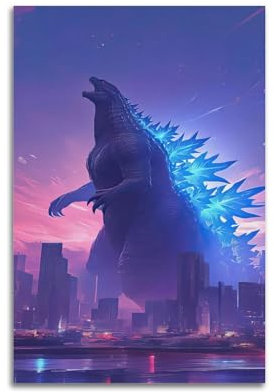 Zamou Godzilla Leinwand-Poster, Wandkunst, Wohnzimmer- & Schlafzimmer-Dekoration, 30 x 45 cm, ungerahmt