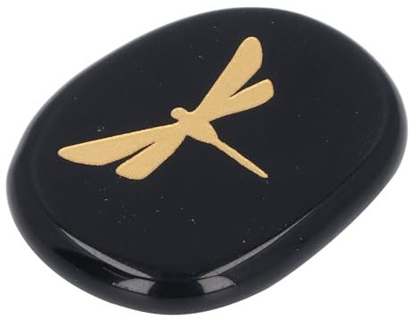 Qcwwy Thumb Worry Relax Palm Stone, Superficie de Libélula de Oro Pulido, Cristal Curativo Tallado, Piedra Preciosa, Regalo de Meditación para Aniversarios, Graduaciones, Cumpleaños