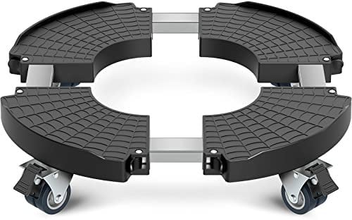 Yeabett Plant Caddy With Wheels, Heavy Duty Plant Trolley 38-56 cm Adjustable, 200kg Load Capacity Lockable Plant Pot Wheels For Indoor Outdoor Large Planter, Garden Flower Pot, Black, 1 Pack