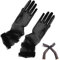 YAHUNI Damen Lange Tüll Handschuhe - Schwarz Nahtlos, Opern Party Nylon Durchsichtig Ellenbogen Lang für Hochzeit Abend Cocktail Ball Mottoparty