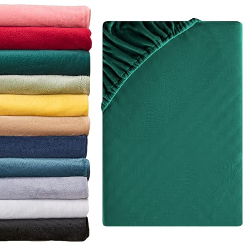 Beqnat Spannbettlaken 180x200cm - 200x200cm Winter Teddy Plüsch Bettlaken Flauschig Fleece Spannbetttuch Cashmere Touch Kuschelig Spannleintuch | Farbe: Dunkelgrün