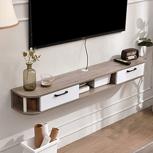 CuNtoHHH Mobile TV Sospeso,Mobili TV Sospesi al Muro in Legno con Foro per la Gestione dei Cavi, Mobile TV Sospeso per Camera da Letto per Piccolo Appartamento/Grigio / 120 cm