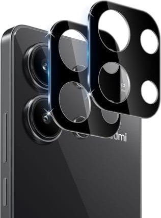 Datree para Xiaomi Redmi Note 13 4G Protector de Pantalla Lente de Cámara, 2 Piezas 9H Dureza HD Anti-Arañazos Cristal Templado Cámara Trasera Lente Protector -Negro