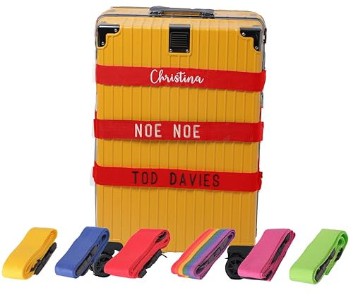 Personalisierter bestickter Gepäckgurt – individueller Name, monogrammierter Koffergurt für sichere Reisen, einfache Gepäckidentifizierung,Geschenk für Vielflieger und Reiseliebhaber (Rot)
