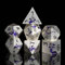 DND Würfel，HNCCESG Metall 7 Stück Violetter Drachen Würfel Set für Dungeons and Dragons,Tabletop Spiele D20, D12, D10, D%, D8, D6, D4(Mattes Silber-Lila)