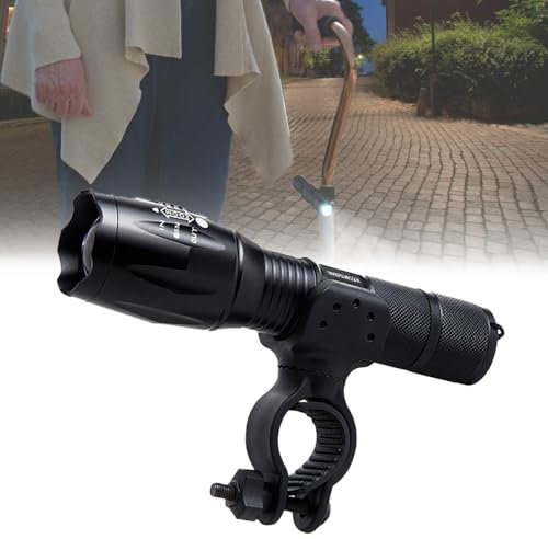 Cane Halter LED Taschenlampe Sets für Drive Rollator, Walker, Rollstuhl und Universal Krücken Stick Halterung Zubehör