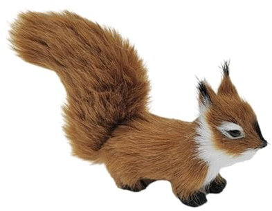Fcnjsao Niedliche Eichhörnchen Figur Pelzige Tierstatue Simuliertes Stofftier Plüschtier Geeignet Für Garten Oder Bürodekoration