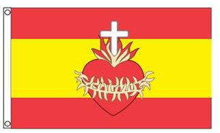 Stormflag Bandera España con el Sagrado Corazón de Jesús 3x5ft Bandera España Sagrado Corazón de Jesús 90x150cm poliéster 90g, de metal costura doble con ojal