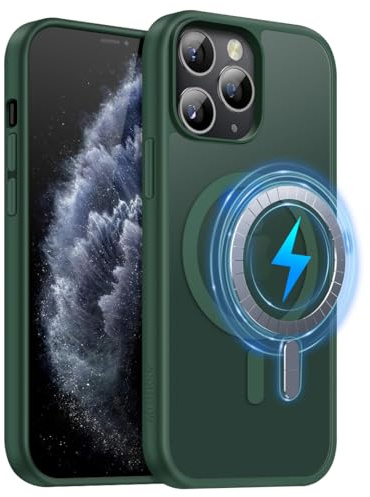 MOBESV Magnetisch Hülle für iPhone 11 Pro 5,8 Zoll, Handyhülle kompatibel mit MagSafe, Durchscheinende Matte Dünn Stoßfest Schutzhülle, Tannengrün