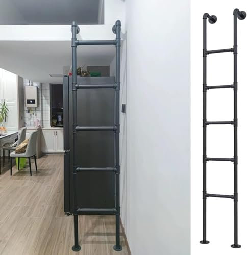 Etagenbett aus Eisen mit Handlauf, Dachboden, Treppenhaus, Leiter-Set, für kleine Häuser, Schlafzimmer, Bibliothek/Wohnmobil/Boot/Dock/Schrank, 160 cm, Schrauben im Lieferumfang enthalten