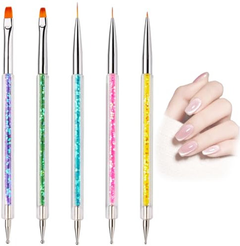 5pcs nail art brush set, nail art brush set, nail art dual tip dotting brush, gel nail brush for DIY nail art designs