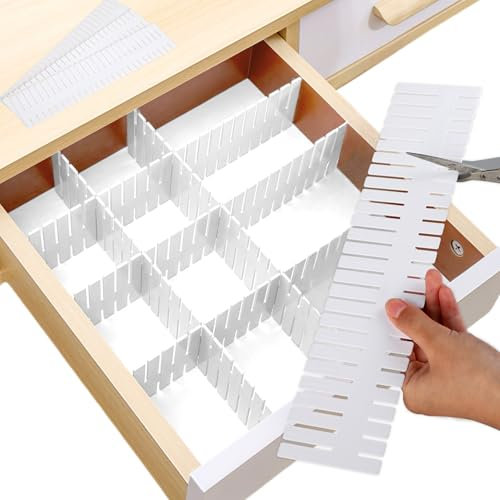 16 separadores de cajones ajustables – Organizador cajones para almacenar ropa interior, calcetines y joyas – Separadores cajones ajustables para una organización perfecta de los cajones.