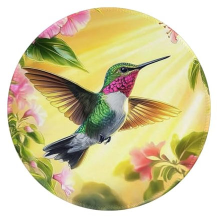 Schreibtischunterlage mit rosa Blumen, Vogel, Kolibri, Mauspad für Mädchen, Frauen, Laptop, Computer, Tastatur und Mauspad, 20,3 cm, 2 Stück