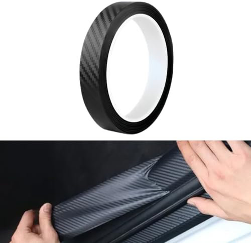 3M Black Car Sill Protectors Strips 3CM Car Door Sill Protector,Anti Scratch Carbon Fiber Wrap Film for Door Guard/Bumper Edge Protect