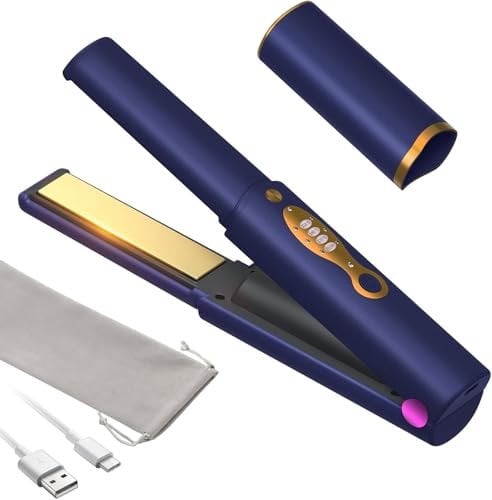 OBEST Fer À Lisser Voyage Sans Fil 2 EN 1,Hair Straightener 170/190/210℃,Lisseur Boucleur Cheveux Rechargeable 5000 mAh,Fer à Boucler Plaque Chauffante En Titane,Violet