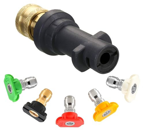 M MINGLE Pressure Washer Gun Adapter with 5 Spray Nozzles, to 1/4'' Quick Connect Fitting