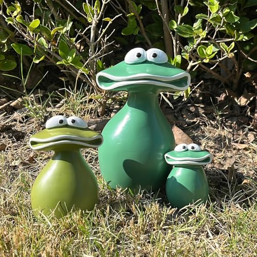 VIPOPICO 3er-Set Großer Frosch Figuren für Garten - Wetterfeste Gartendeko für Draußen & Innen, Niedliche Frosch Familie Deko für Balkon & Yard
