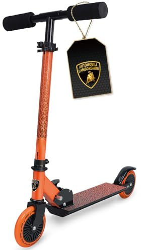Lamborghini skoter barn år 5+, vikbar barnskoter, 2 hjul skoter, justerbar höjd, halkfri slitbana, orange