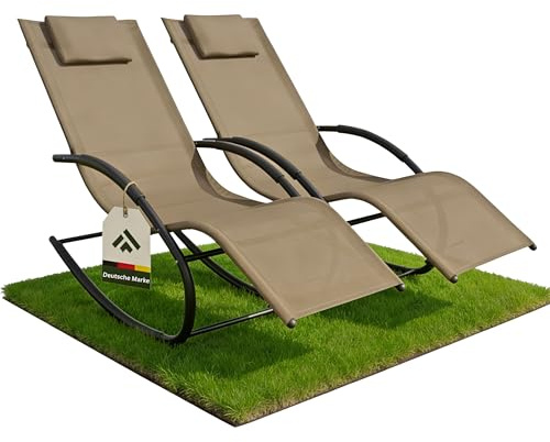 novaterra® Premium Sonnenliege Taupe (Doppelpack) – modernes Design, hohe Qualität Wetterfeste Gartenliege für Outdoor & Pool | Ergonomische Relaxliege, stabil & langlebig