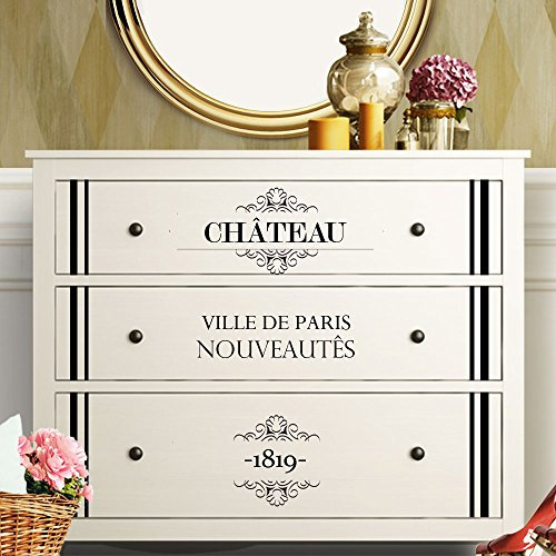 Grandora W5224 Wandtattoo Vintage Stil 2 I Silbergrau I passend für IKEA HEMNES Komode Möbelfolie Aufkleber selbstklebend Wandaufkleber Wandsticker