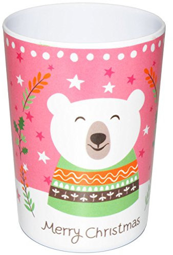 alles-meine.de GmbH 1 Stück 3 in 1 - Trinkbecher/Zahnputzbecher/Malbecher - Becher - Teddy - Merry Christmas/Frohe Weihnachten - 350 ml - Trinkglas aus Melamin - Getr..