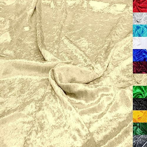 TOLKO 1m Pannesamt Stoff Meterware | glänzender Stretch Samt 145cm breit für Vorhänge Gardinen Bühne Kostüm Kleid Bekleidung | Pannesamt-Dekostoff | Stoffe zum Nähen Meterware Dekorieren (Beige)