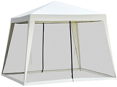 Outsunny Tonnelle Barnum Style Colonial dim. 3L x 3l x 2,45H m 4 moustiquaires 2 zippées Beige Noir