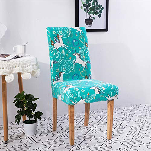 Morbuy Stuhlhussen Stretch Beschützer Stuhlbezug Stuhlüberzug Moderne Universal Elastische Spannbezug Hochzeit Weihnachten Partys Bankett Hotel Restaurant Dekor (1 Stück,Einhorn)