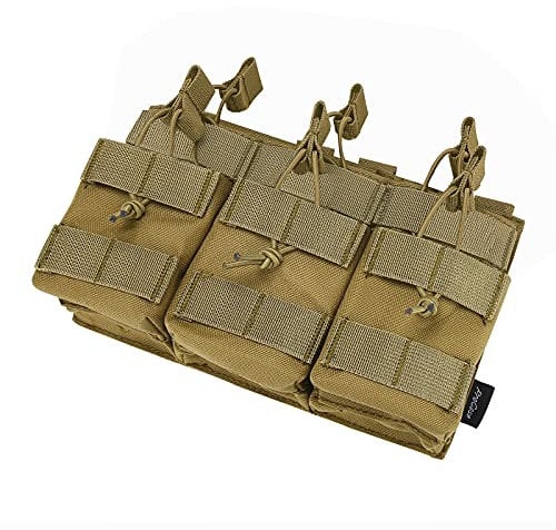 ProCase Porte Chargeur Ouvert, pour Sorties d'Airsoft, Peut Contenir 6 Magazines (M4, M14, HK416, G36, FAMAS), Emplacements Superposés-Khaki