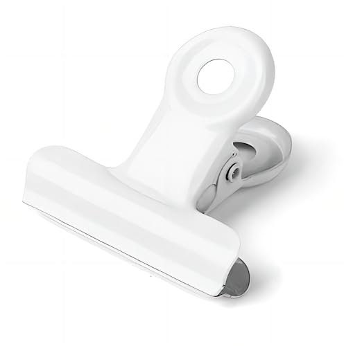 Coideal White Bull Paper Clips, 20 Stück 2 Zoll große Metallbindemittel -Klammern runde Klemmen für Lebensmittelbeutel, Bilder Fotos, Kunsthandwerk, Büro (50mm)