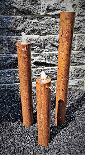 Jürgen Bocker Gartenambiente Säulenbrunnen Wasserspiel rund 3er-Set Cortenstahl Roststahl 100/80/60 x 10 cm Komplettset