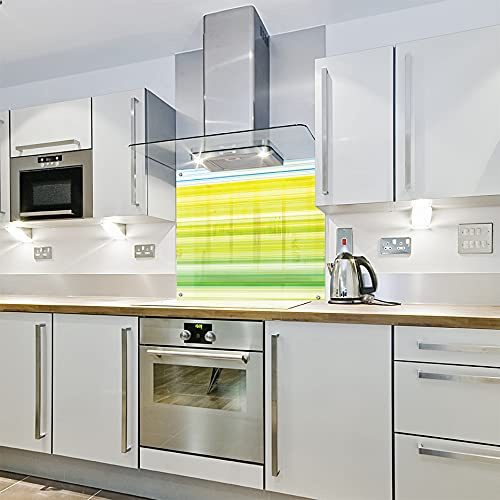 Green Stripes - Printed Kitchen Glass Splashback (600w x 700h)