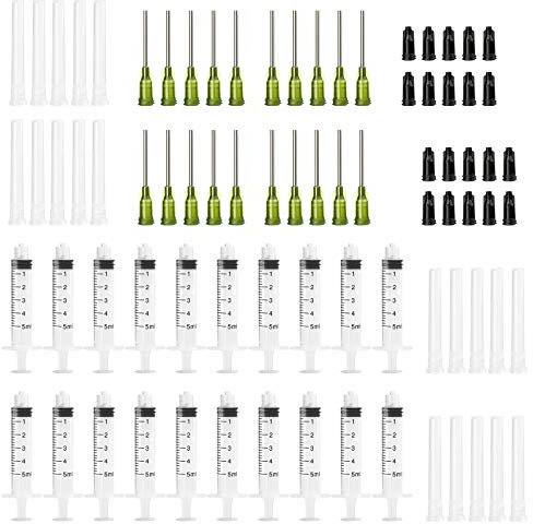 5ML Plastik Spritzen, 20PCS Spritze Kunststoff, Kleine Plastikspritze mit Kappe und Nadeln, Dosierspritze Wiederverwendbare Flüssigspritze für Tinte, Motoröl, Labor, Industrielle