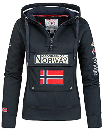 Geographical Norway GYMCLASS Lady - Damen Sweatshirt Hoody Und Taschen Känguru - Damen Sweatshirt Langarm Pullover Winter - Hoodie Jacke Tops Sport Kapuzen Hoodies Marineblau L - GRÖSSE 3