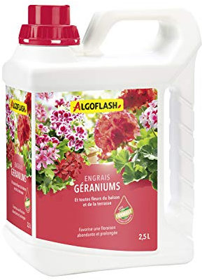 Algoflash Engrais Géraniums et Toutes Fleurs de Balcon, Bouchon Doseur Inclus, 2,5 L, ALIBAC2500N