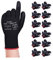 Donfri 12 Pairs PU Coated Safety Work Gardening Gloves Men High Performance EN388 Black Non-slip Protective Handling Gardening Builders Mechanic Breathable Washable (L/9)