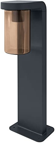 LEDVANCE LED Stehleuchte und Wegeleuchte für 1x E27 Leuchtmittel, Design Leuchte in moderner Optik, 50cm Höhe, aus Aluminium und bernsteinfarbenem Glas, ENDURA CLASSIC CASCADE 50CM Post E27 CLR