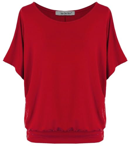 Van Der Rich ® - Oversize T-Shirt mit Fledermausärme - Damen(Rot, XXL)