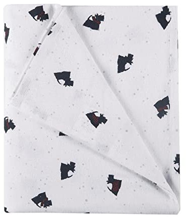 Woolrich Flanell-Bettwäsche-Set aus 100% Baumwolle, warm, weich, 35.6 cm tief, für kalte Jahreszeit, gemütliches Bettwäsche-Set, passender Kissenbezug, schwarz/weiße Scottie-Hunde, 4-teilig