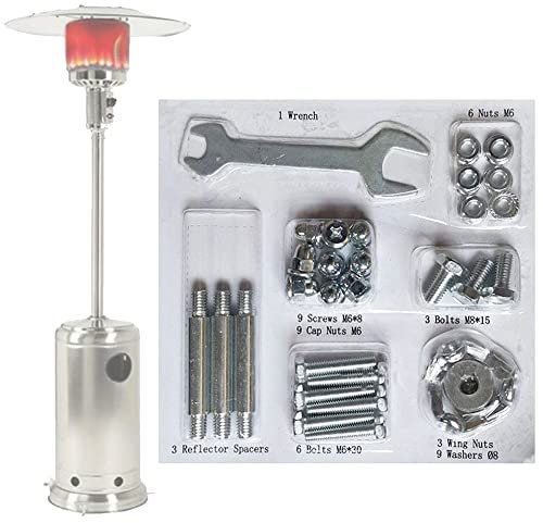 Spotimlody Master Bolt Set for Round Glass Tube Patio Heater,Top Patio Heater Reflector shield Replacement Hardware -Propane Patio Outdoor Space Heater Accessories,Wing Nut& Bolt & Nut