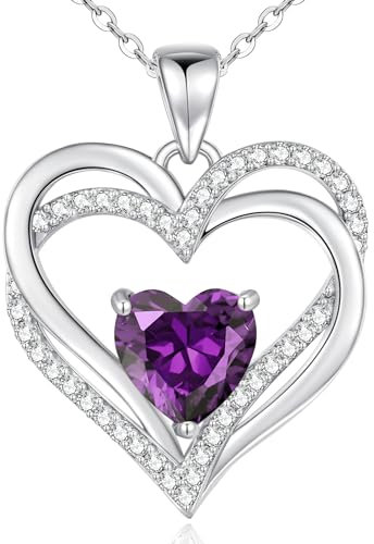 CDE Collana Argento 925, Cuore Birthstone Necklace, Regalo Gioielli per Donna, Moglie, Sorella, Amiche - Anniversario, Compleanno, Festa della Mamma, Valentin's Day
