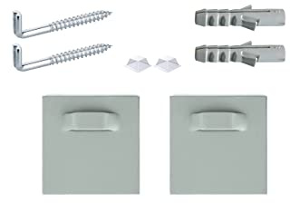Selbstklebendes Befestigungsset Bilderhalter Spiegelhalter Dibond-Aufhänger Haftbleche (2x Halter | Schraubhaken | Silikonpuffer, 45x45mm)