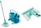 Leifheit Set de fregona Rotatoria Clean Twist Disc Mop Ergo Mobile 2.0 con Ruedas + Flexipad Mopa para Limpia Azulejos Telescopio, Verde