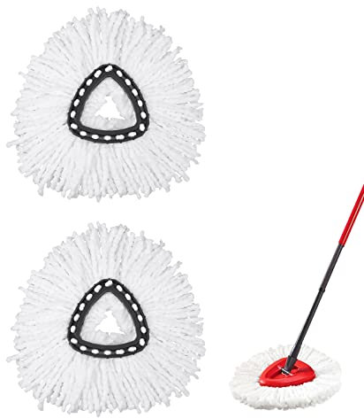 DXS 2 Pack Spin Mop Replacement Head - Microfiber Mop Refills for EasyWring Triangle Spin Mop, Compatible with Ocedar EasyWring, Works Wet or Dry, All Hard Surfaces