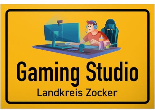 DankeDir! Gaming Studio - Schild lustiger Spruch 30 x 20 cm - Teenager Jugendlicher Gamer Dekoration Jungen Geschenk Geburtstagsgeschenk - Türschild Zimmer Schüler Zocker Geschenkidee