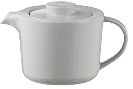 Blomus Teekanne Sablo, Teekessel, Behälter für Heißgetränke mit Filter, Steingut, Edelstahl, Cloud, 1 L, 64118